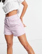 Topshop Aline Denim Shorts In Lilac-purple
