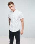 Brave Soul Polka Dot Short Sleeved Shirt - White