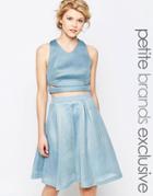 True Decadence Petite Cross Back Crop Top In Textured Scuba - Powder Blue
