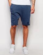 Siksilk Jersey Shorts With Raw Edge - Navy