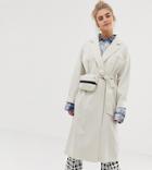 Collusion Trench Coat With Removable Bag - Beige