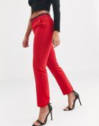 Stradivarius Belted Tailored Pants In Red