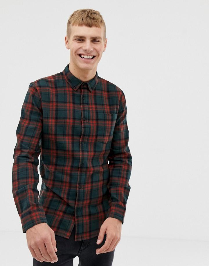 New Look Regular Fit Shirt In Burgundy Check - Red