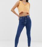 Bershka Super High Waist Jean In Blue