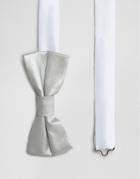 Noose & Monkey Metallic Bow Tie - Silver
