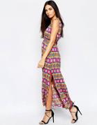 Mela Loves London Geometric Stipe Maxi Dress - Multi