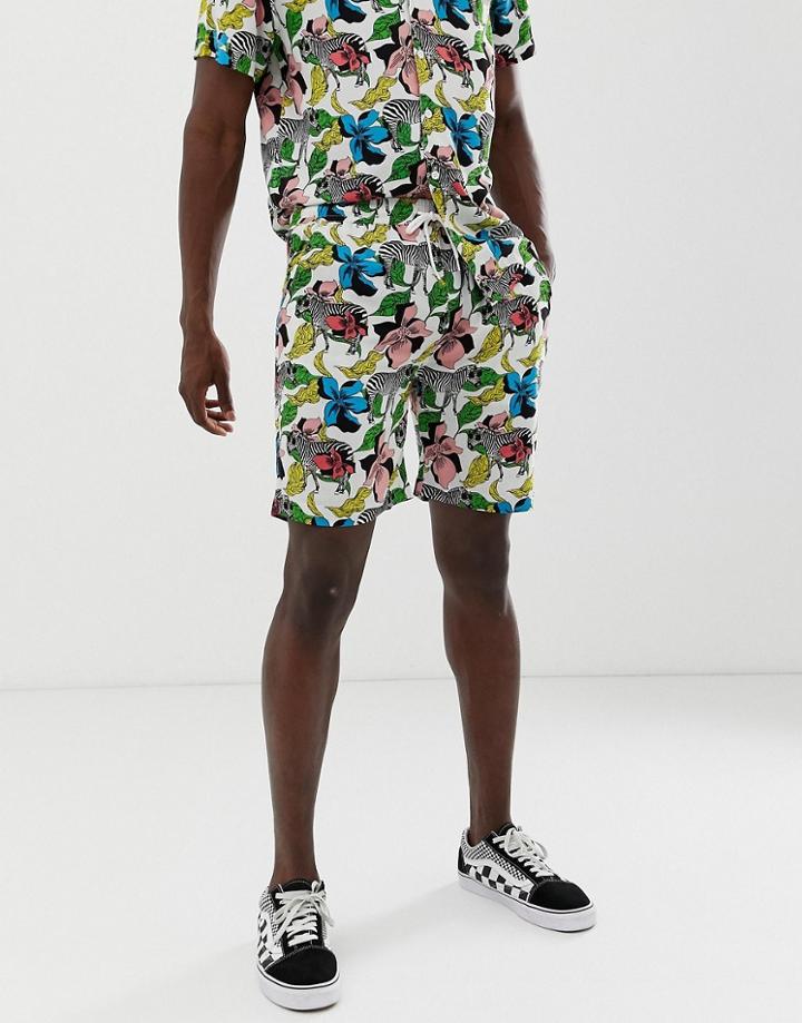 Brave Soul Two-piece Printed Shorts - White