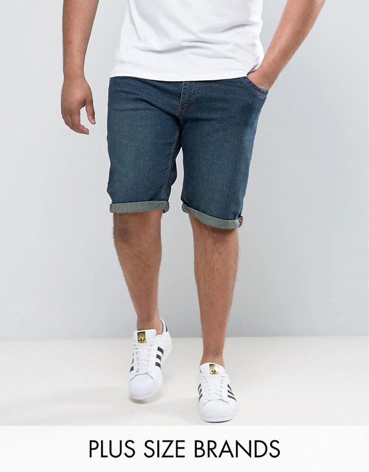 Duke Plus Denim Shorts In Vintage Blue - Blue