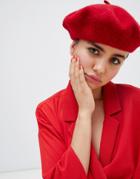 Monki Beret In Red - Red