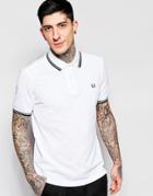 Fred Perry Polo Shirt With Tipping Slim Fit - White