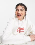 Pull & Bear Oversized Sweatshirt With Tennis Graphic In White