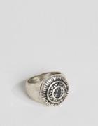 Asos Embellised Signet Ring With Black Look Stone - Silver