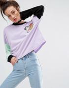 The Ragged Priest Long Sleeve Top With Flaming Tiger - Purple