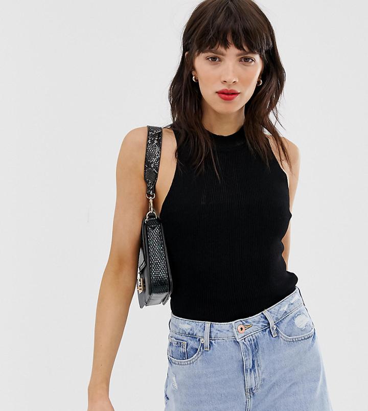 River Island High Neck Sweater Vest In Black - Black