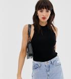 River Island High Neck Sweater Vest In Black - Black