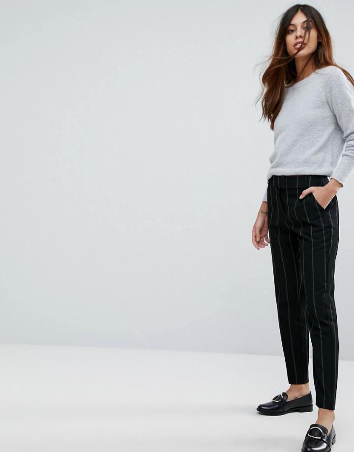 Vero Moda Striped Tailored Pants - Black
