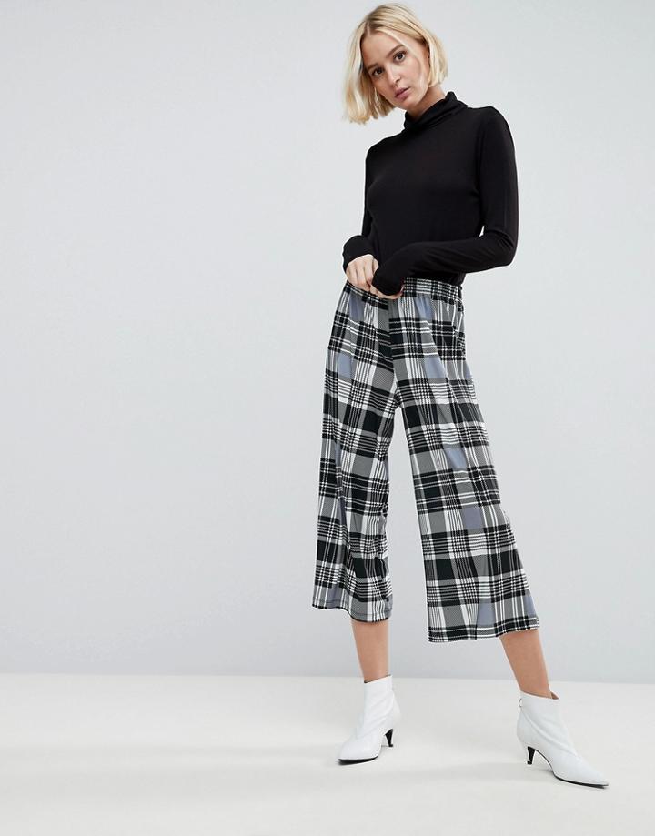 Asos Jersey Crepe Culotte Pants In Check-multi