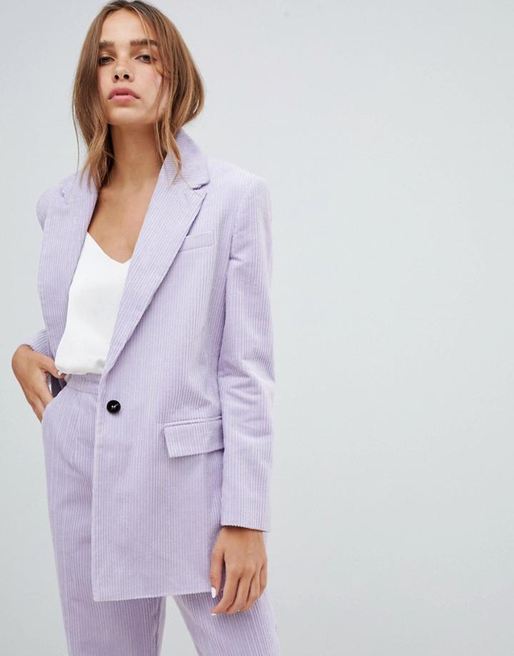 Asos Design Cord Tailored Blazer - Purple