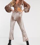 Reclaimed Vintage Inspired Crushed Velvet Flare Pants-blue