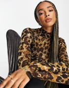 Object High Neck Top In Leopard-multi