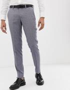 Esprit Slim Fit Suit Pants In Gray Pop Glenn Check - Gray