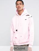 Reclaimed Vintage Oversized Hoodie With Distressing - Pink