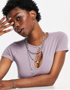 Asos Design Fitted Crop Top With Keyhole Cut Out In Orchid-pink
