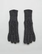 Stitch & Pieces Knitted Cable Gloves In Salt & Pepper Gray - Gray