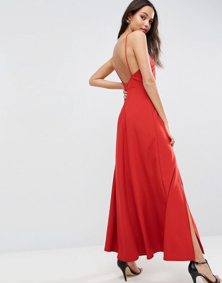 Asos Maxi Dress With Scoop Back - Brown