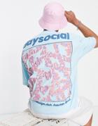 Asos Daysocial Unisex Oversized T-shirt With Back Graphic Print In Light Blue