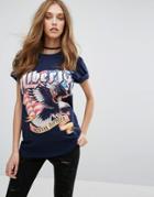 Missguided Rock Slogan T-shirt - Navy