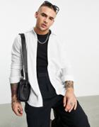Bando Jersey Pique Button Down Slim Fit Shirt In White