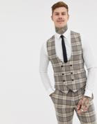 Twisted Tailor Super Skinny Vest With Stone Check - Gray