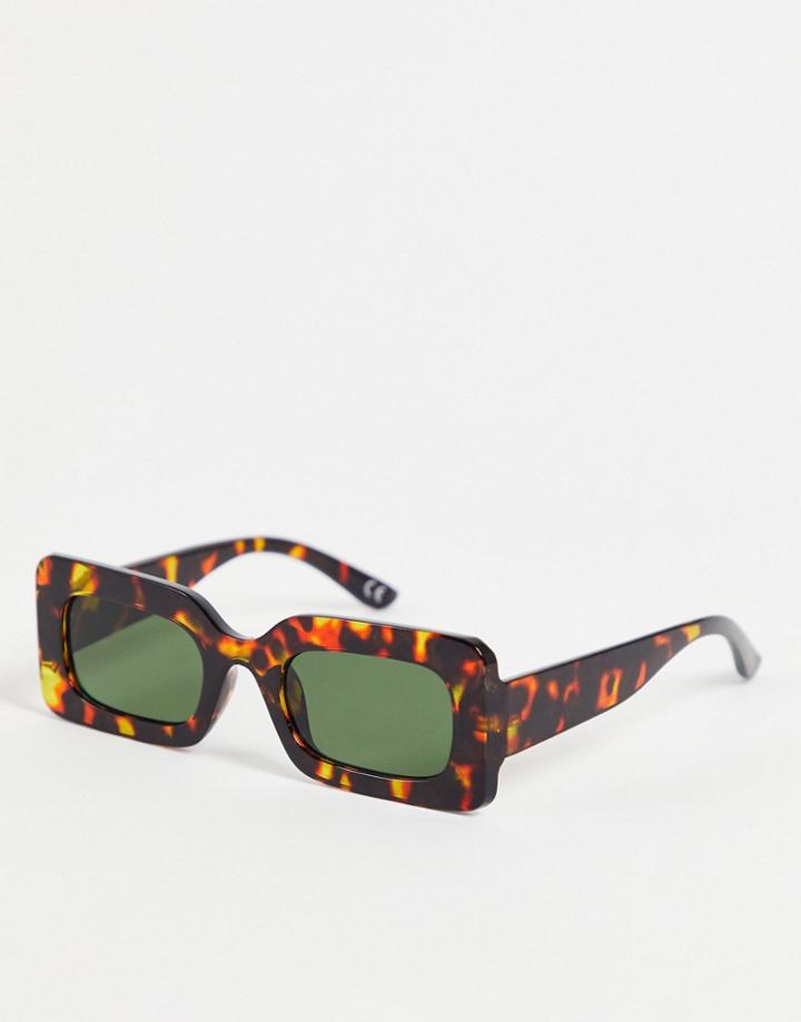Asos Design Chunky Mid Square Sunglasses In Milky Tort-brown