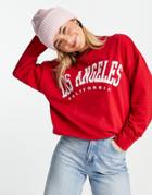 Influence Printed Oversized Sweater In Red