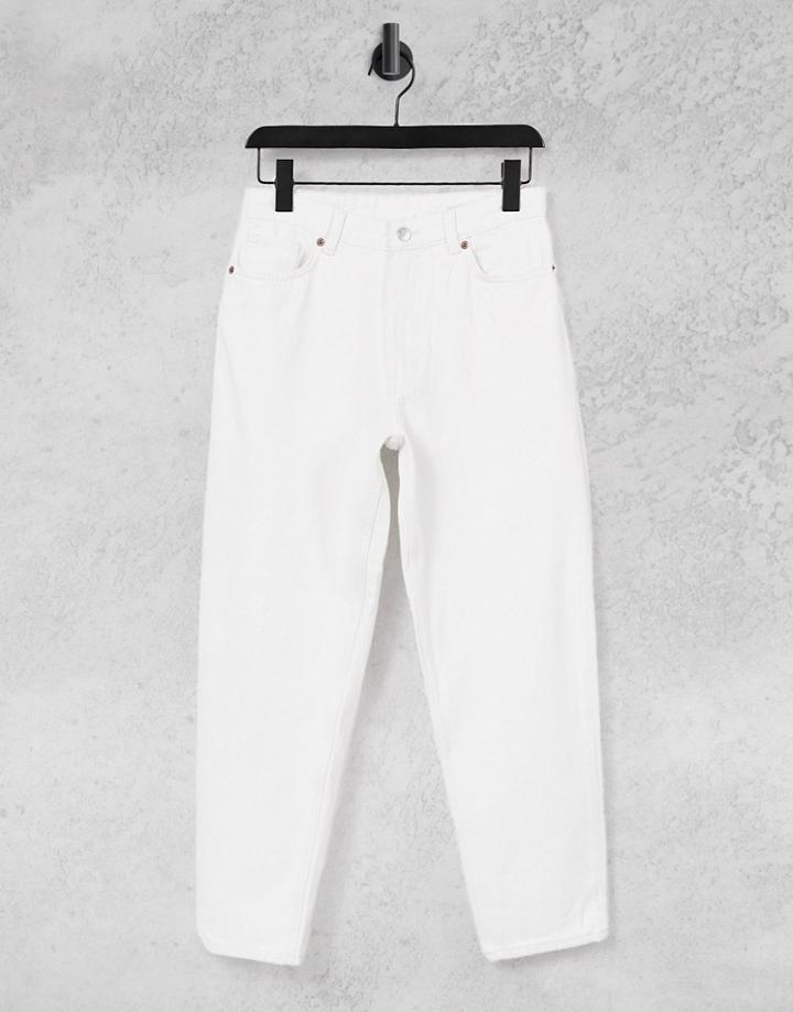 Monki Taiki Organic Cotton High Waist Mom Jeans In Off-white