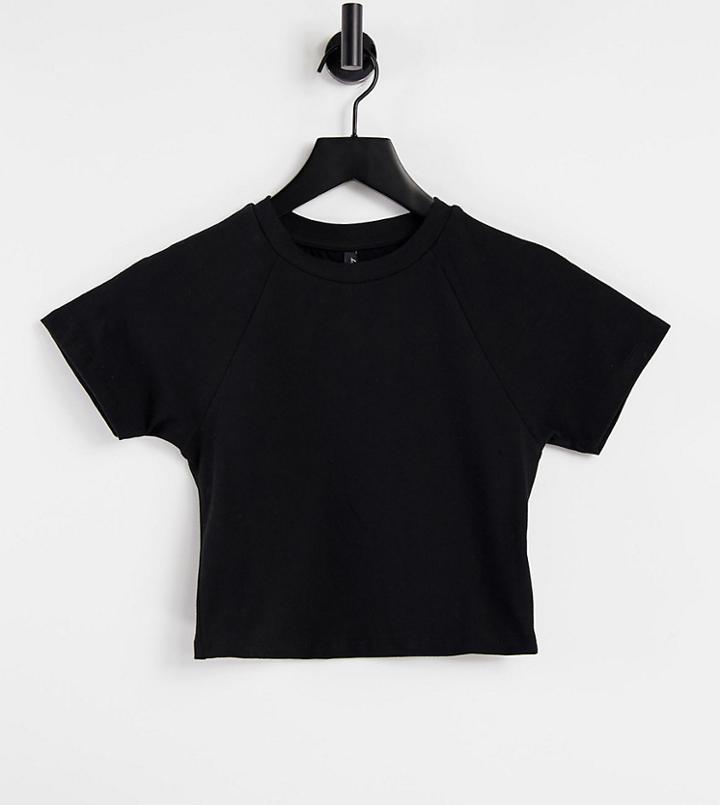 Asyou 90's Fitted Crop T-shirt In Black