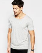 Selected Homme T-shirt With Raw Edge Neck - Light Gray Melange