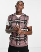 Jack & Jones Knit Vest In Tartan Check-gray