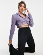 I Saw It First Coordinating Cropped Blazer In Dusky Lilac-purple