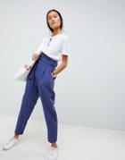 Asos Design High Waist Balloon Tapered Pants - Blue