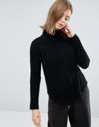 Native Youth Chenille Structured High Neck Sweater - Black