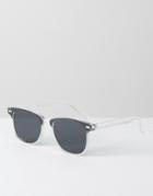 7x Retro Sunglasses In Clear - Black