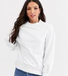 Asos Design Tall Minimal Sweat With Wide Sleeve In White