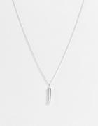 Asos Design Necklace With Bar Pendant In Silver Tone