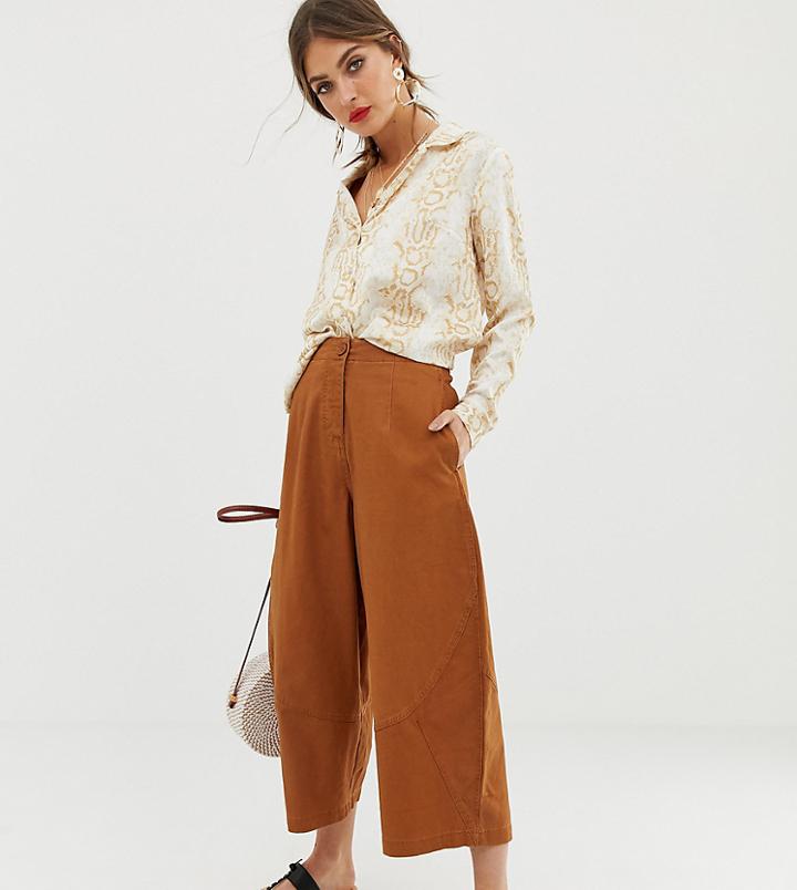 Asos Design Casual Pants With Balloon Leg-tan