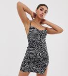 Naanaa Cowl Front Mini Dress With Split And Lace Up Back
