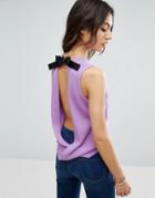 Asos Sleeveless Knitted Top With Contrast Tie - Pink