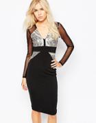 Hedonia Isla Midi Dress With Jacquard Panel - Black
