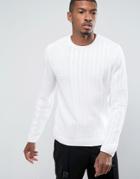 Asos Mixed Rib Textured Sweater In Ecru - Beige